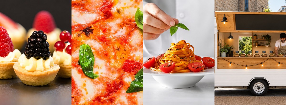 Le quattro aree di GEPI Expo: pizza, pasticceria, ristorazione e food truck